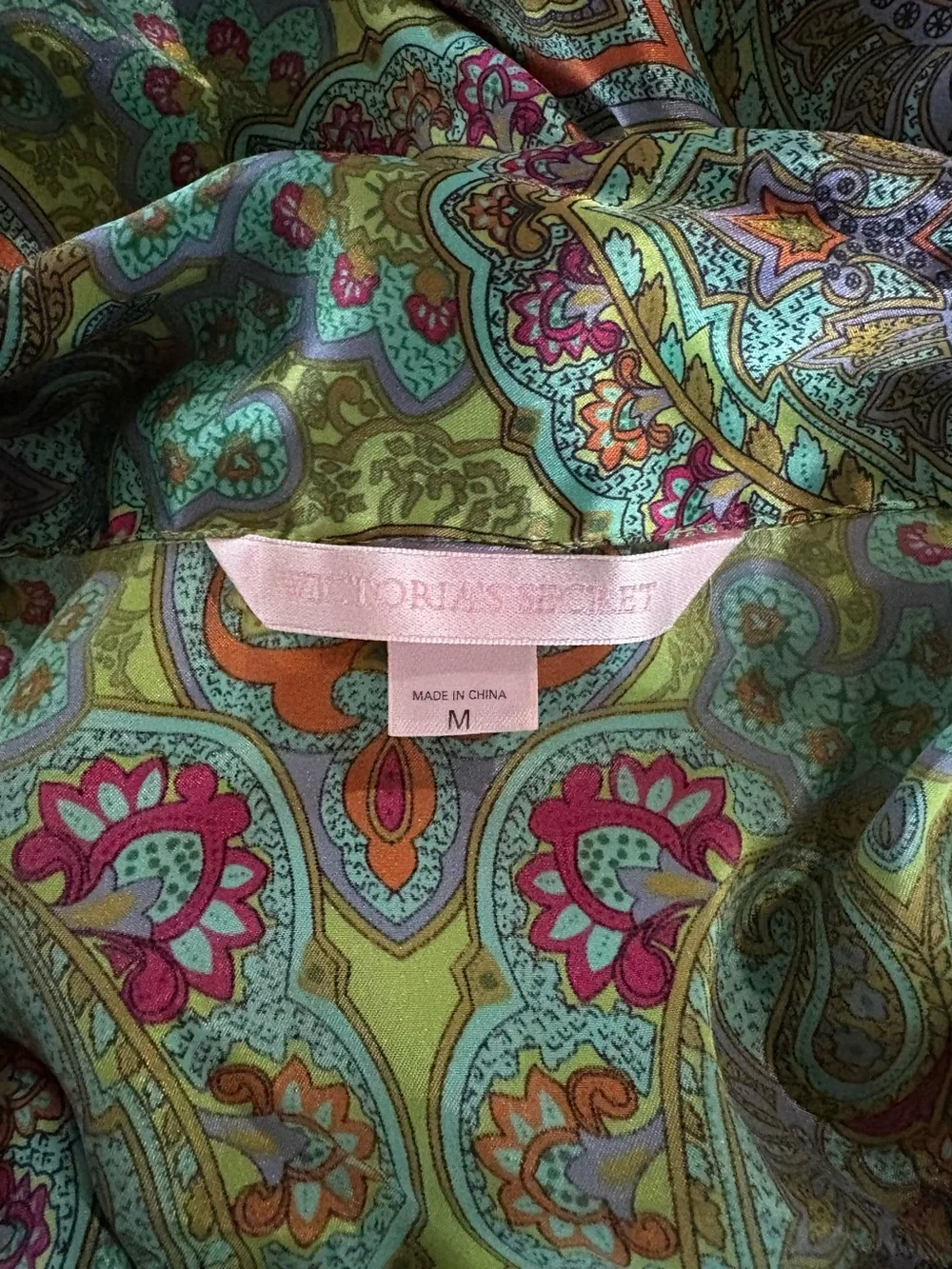 VTG 90s/Y2K Victoria's Secret Teal and Green Paisley Satin Pajama Set Medium